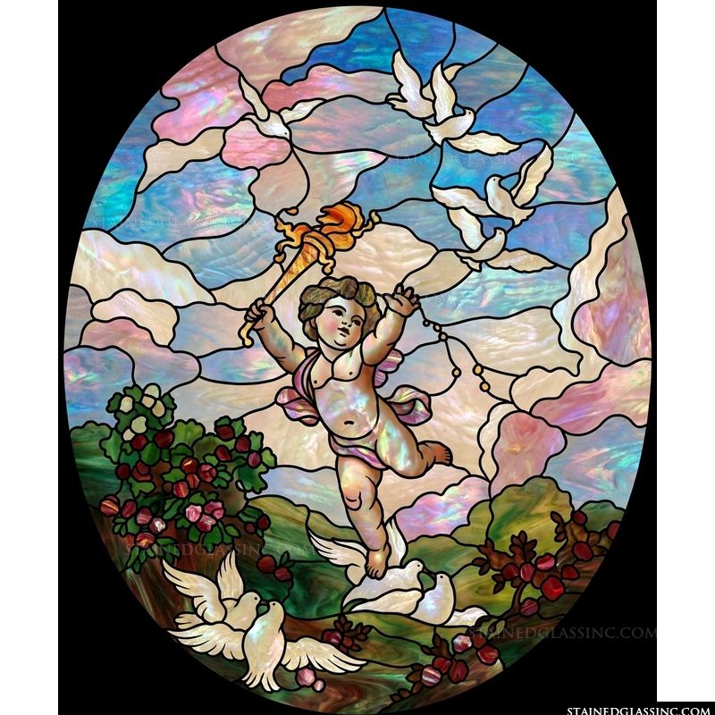 Cherub with Torch and Doves