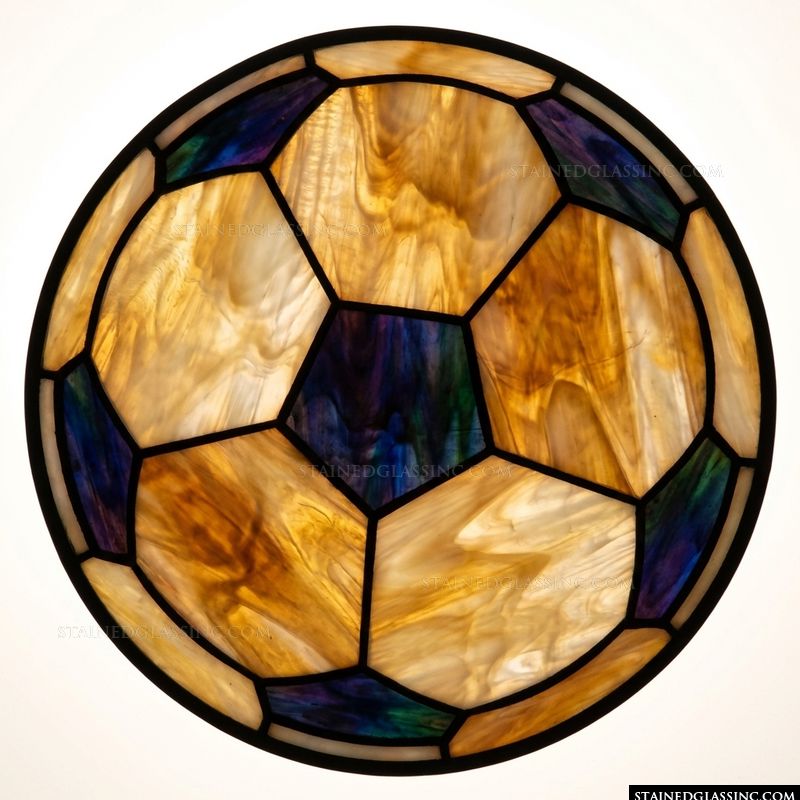 Soccer Ball Roundel in Amber and Deep Violet