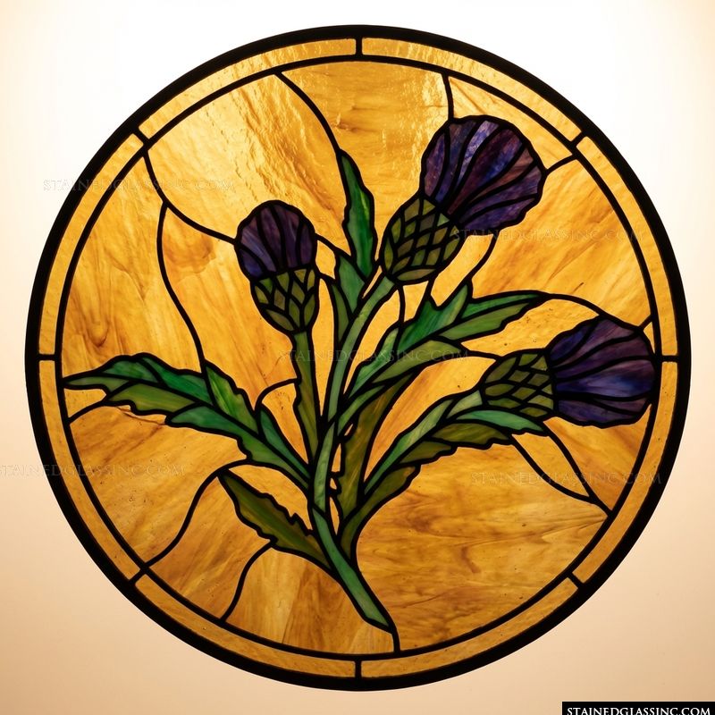 Thistle Blossoms in Amber and Violet
