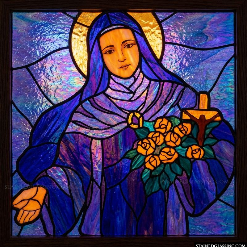 Saint Thérèse of Lisieux with Roses and Crucifix