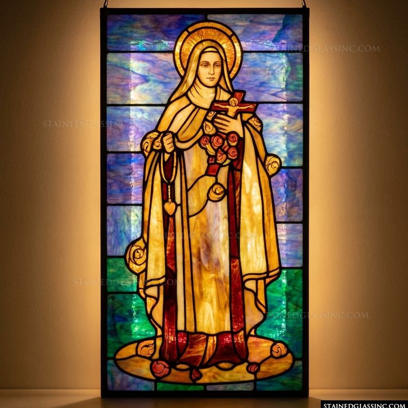 Saint Therese of Lisieux with Crucifix and Roses