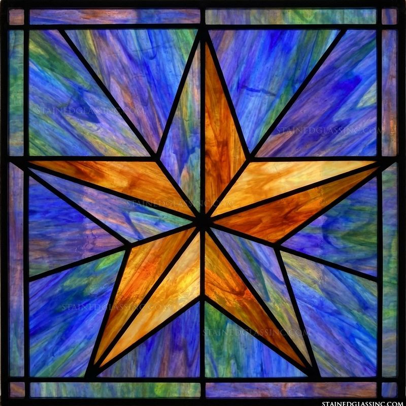 Five-Pointed Star in Golden Amber and Cobalt