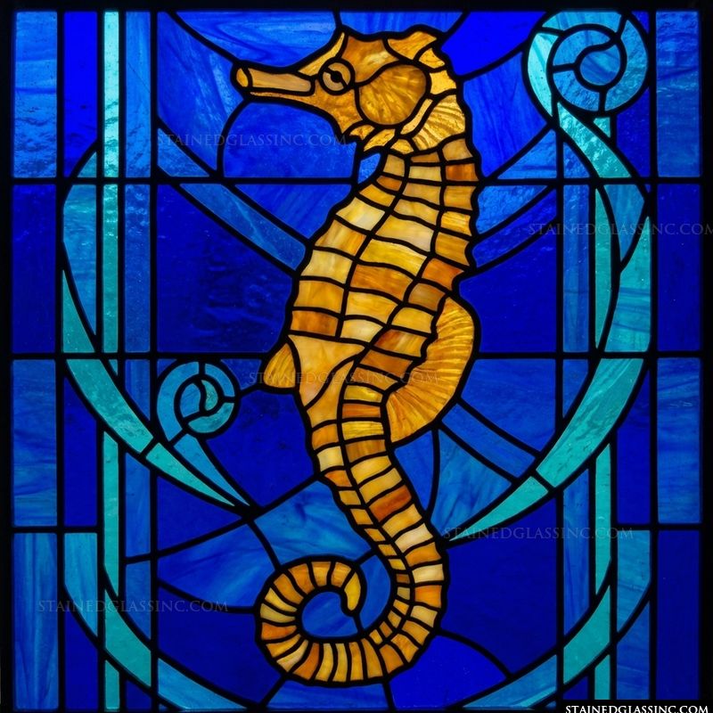 Golden Seahorse in Oceanic Azure