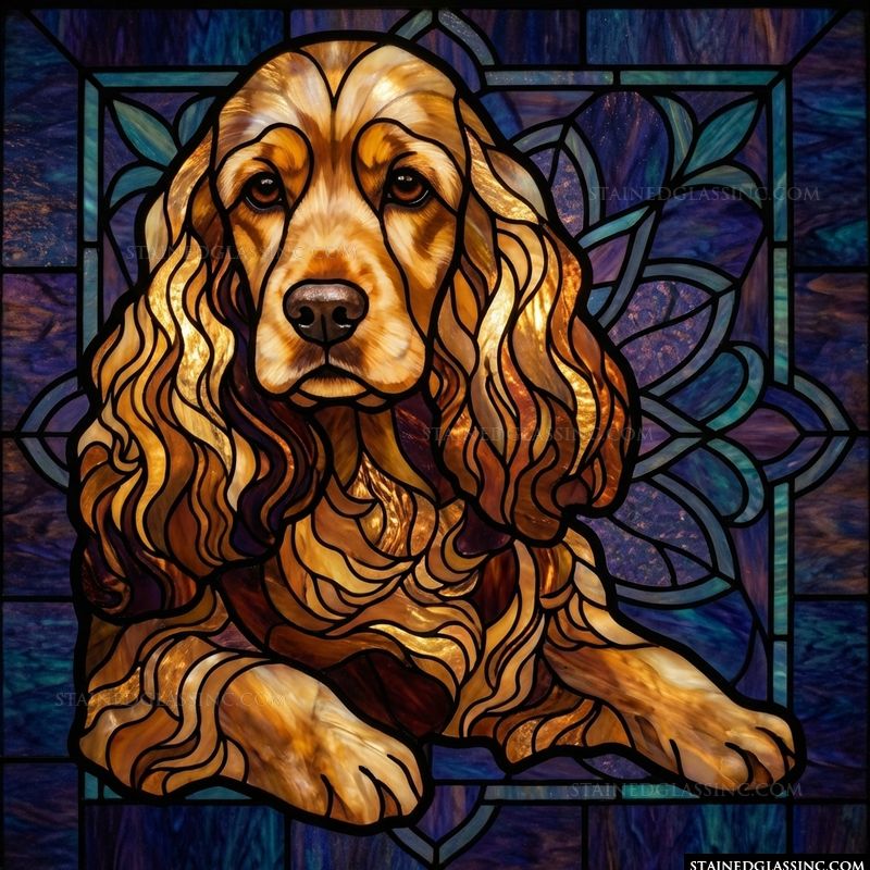 Cocker Spaniel in Amber and Cobalt