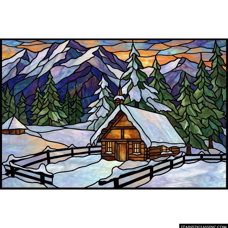 Winter Cabin in the Mountains