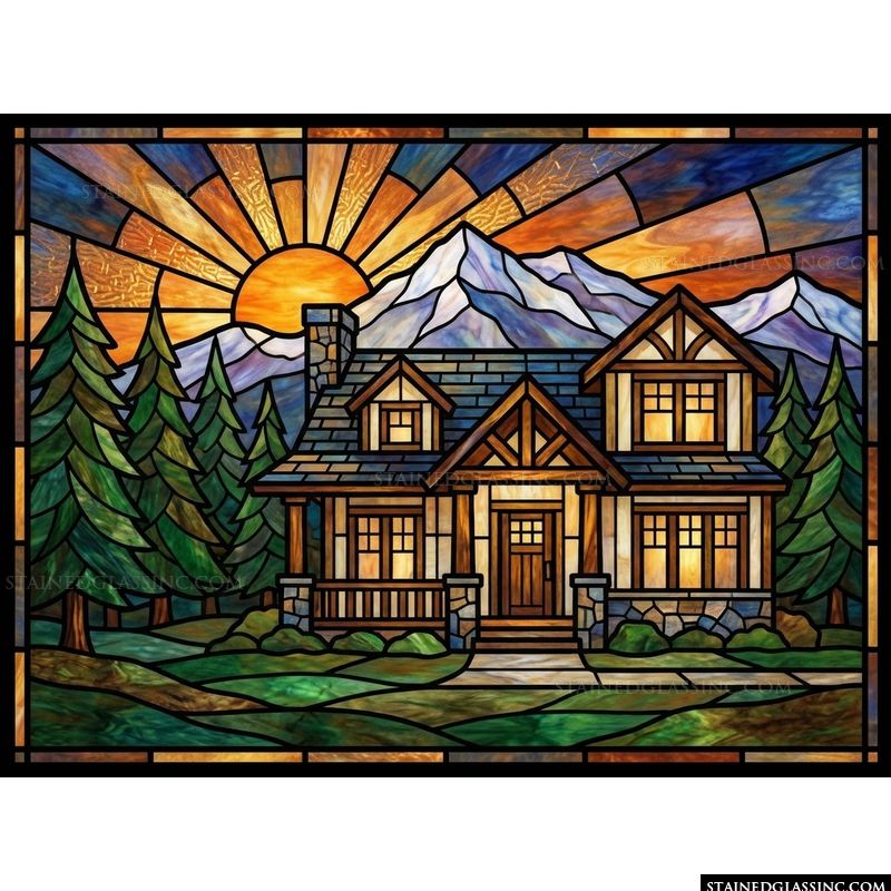 Mountain Cabin at Sunrise