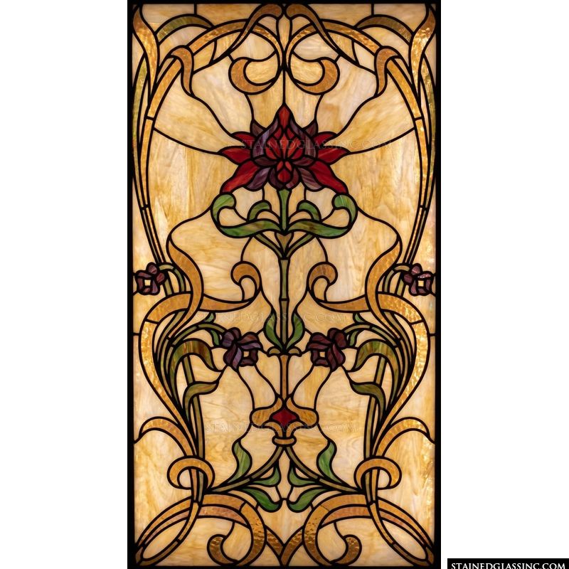 Art Nouveau Floral Symmetry in Amber