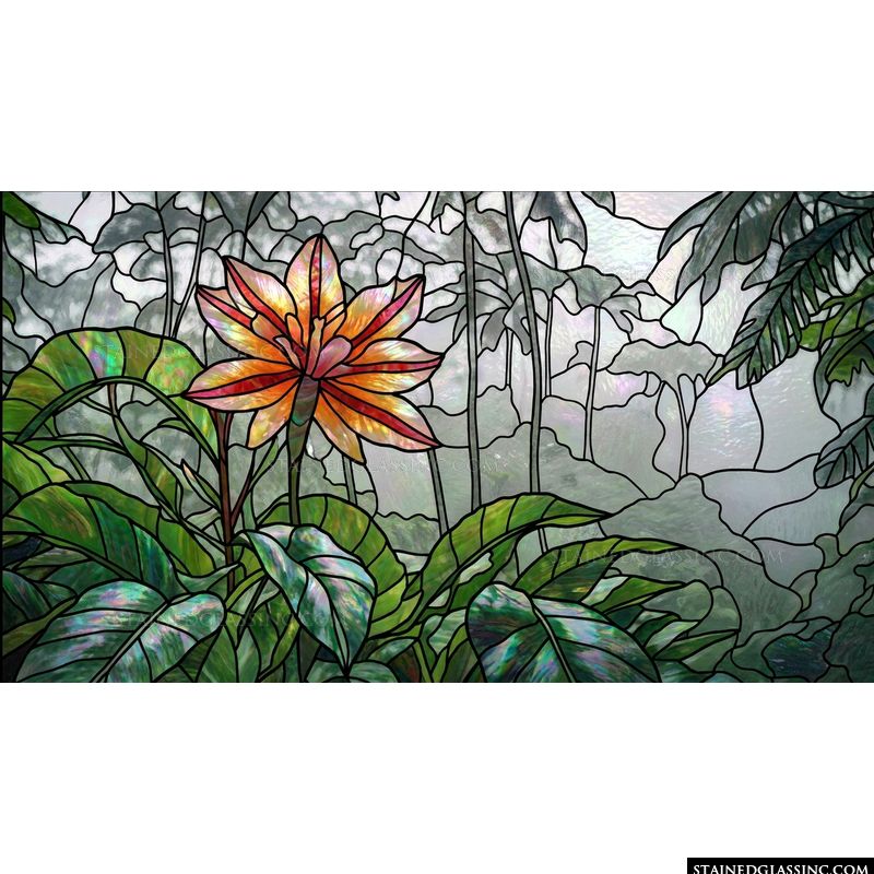 Exotic Bloom in Verdant Jungle