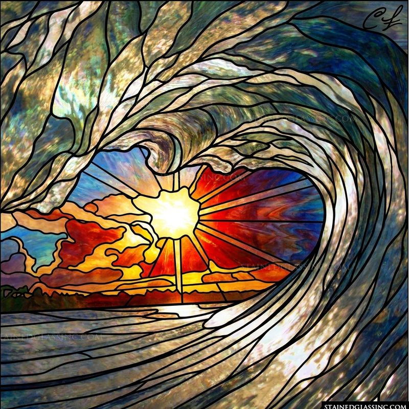Ocean Wave at Sunset