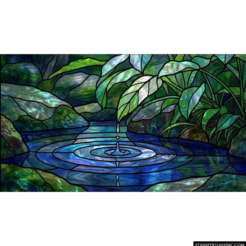 Zen Water Droplet and Lush Foliage