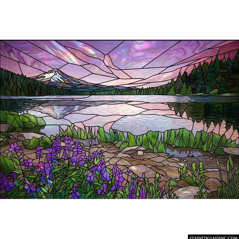 Purple Sunset over Mountain Lake