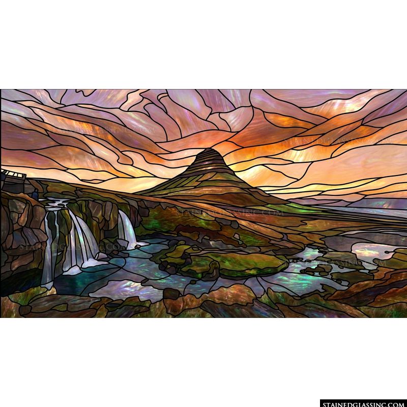 Kirkjufell Mountain and Waterfall Sunset