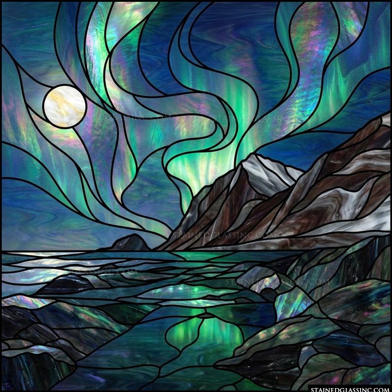 Northern Lights over Mountain Lake