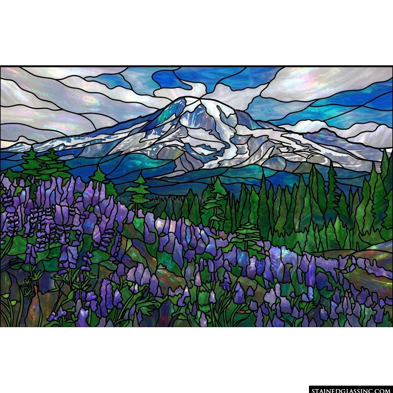 Mountain Peak with Lupine Meadow