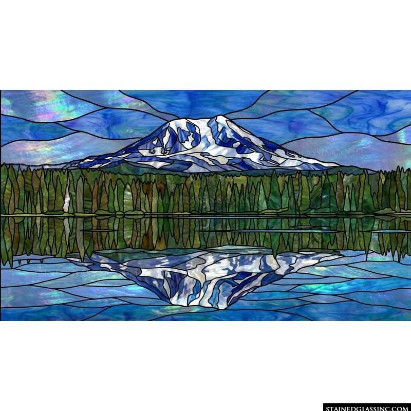 Snow-Capped Mountain Peak and Forest Reflection