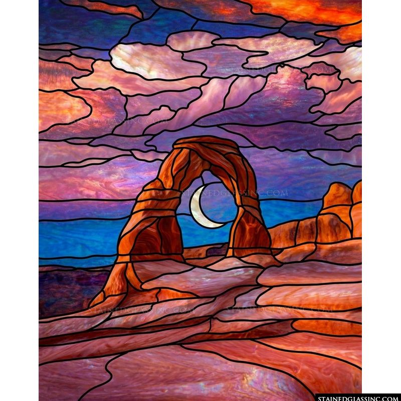 Delicate Arch and Crescent Moon