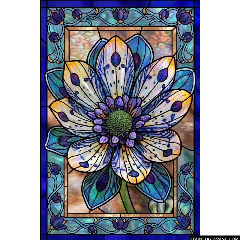 Art Nouveau Iris in Cobalt and Gold
