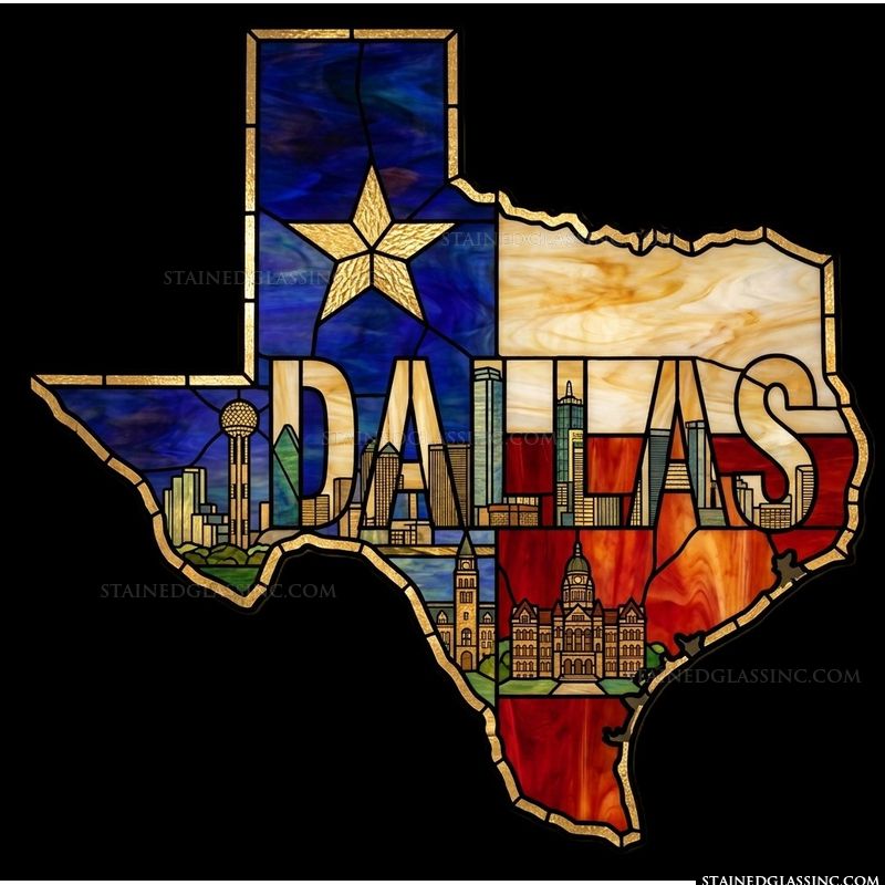 Dallas Skyline within Texas State Shape