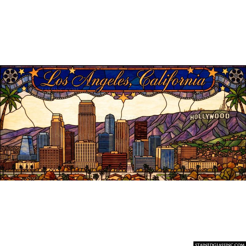 Los Angeles Cityscape with Hollywood Sign
