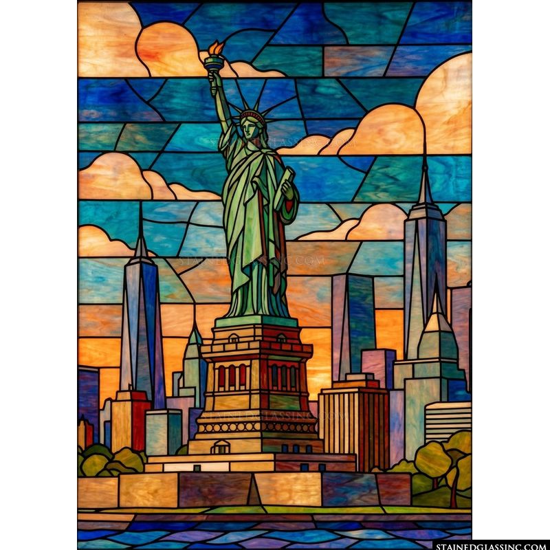 Statue of Liberty in Sunset Skyline