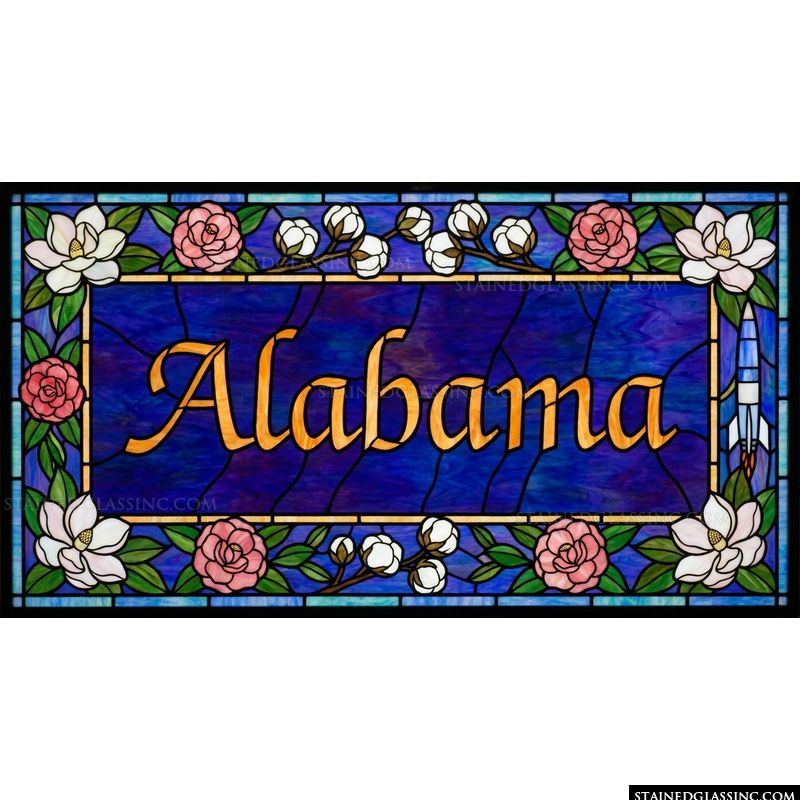Alabama State Emblem with Magnolias and Camellias