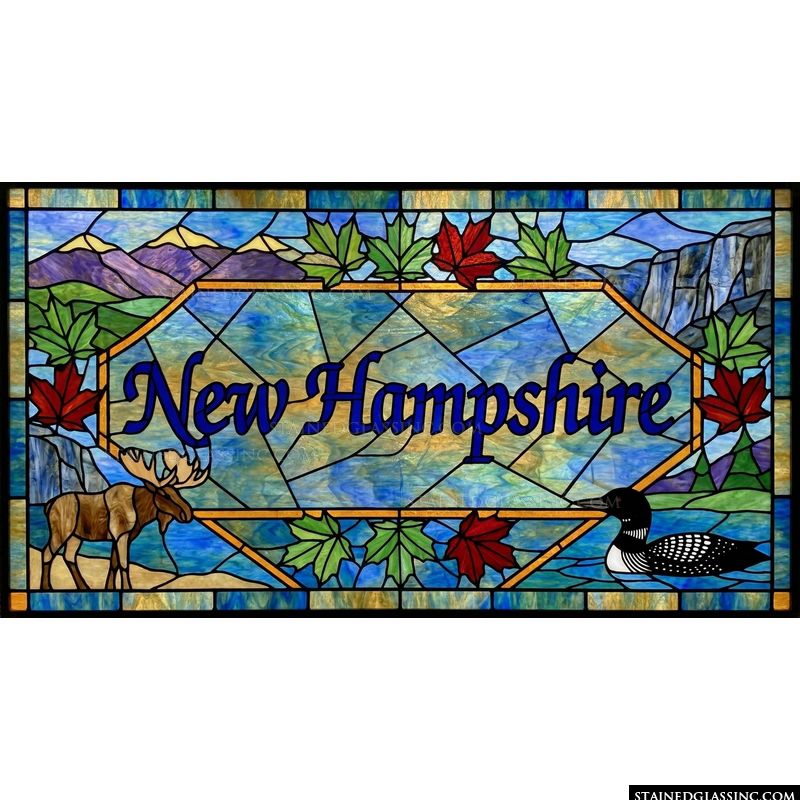 New Hampshire Landscape with Moose and Loon