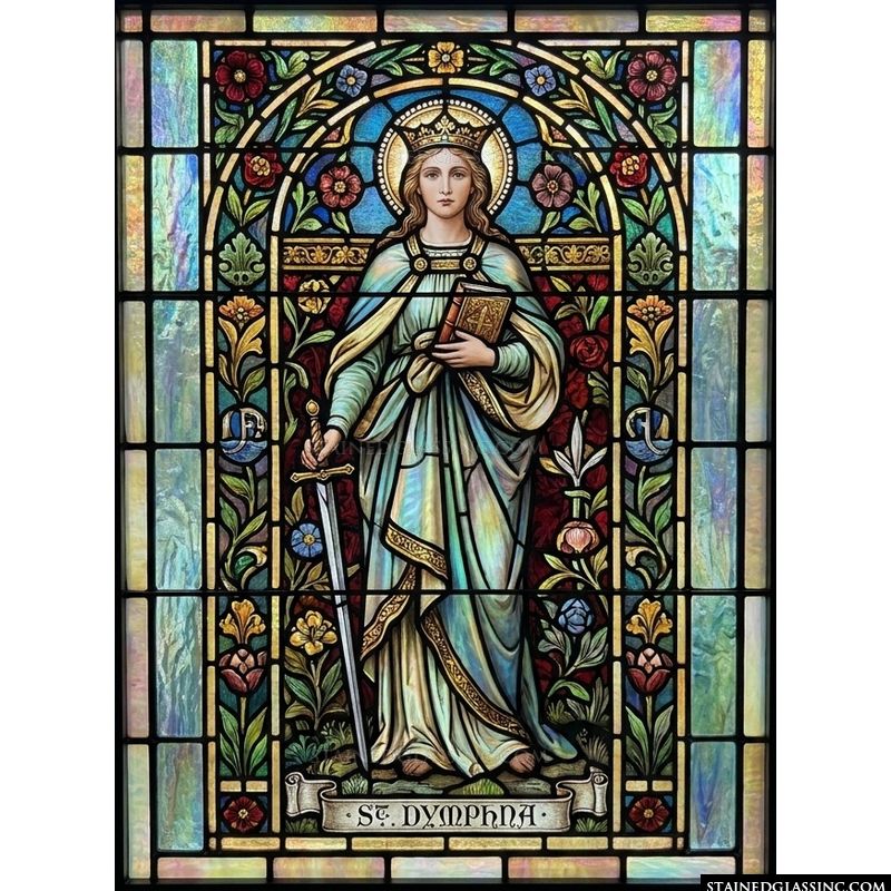 Saint Dymphna Crowned with Sword and Book