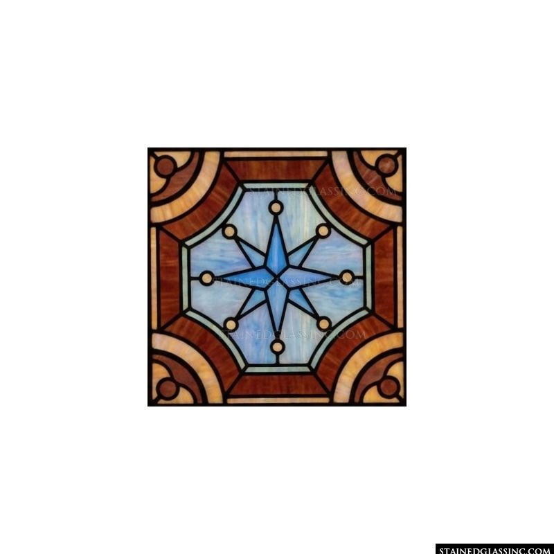 Compass Rose in Azure and Earth Tones