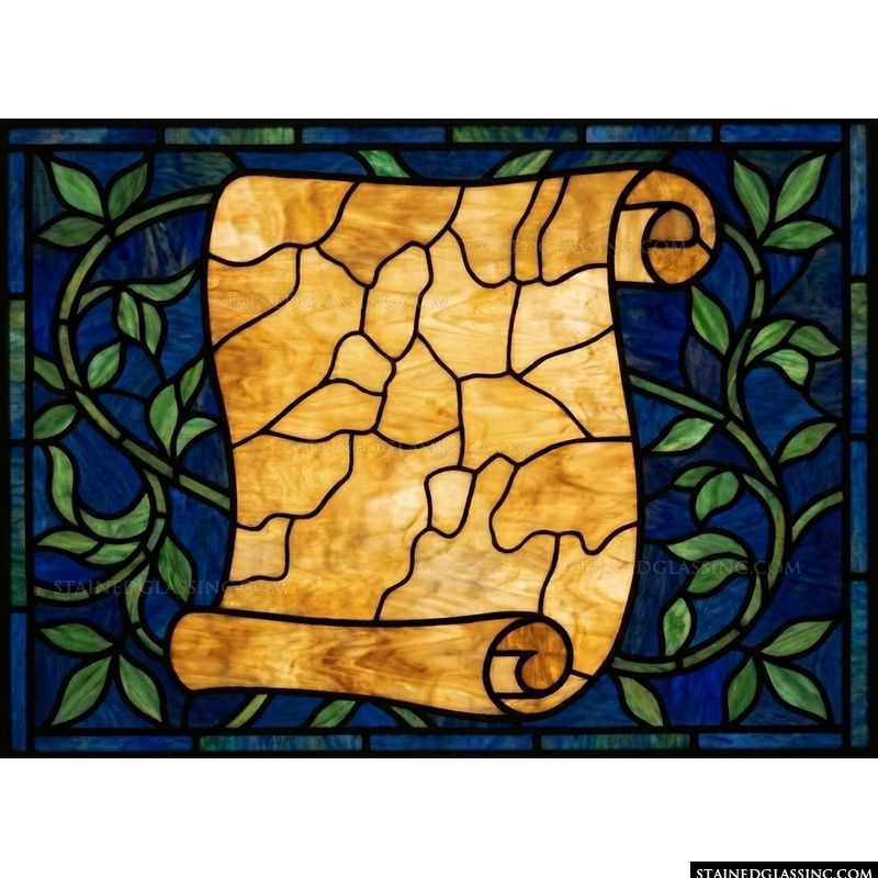 Blank Parchment Scroll with Foliage Border