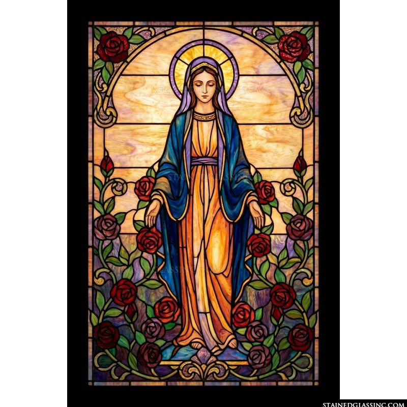 Blessed Virgin Mary Surrounded by Roses