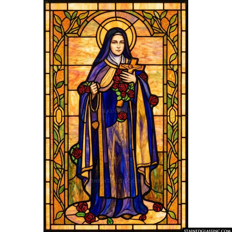 Saint Therese of Lisieux with Crucifix and Roses