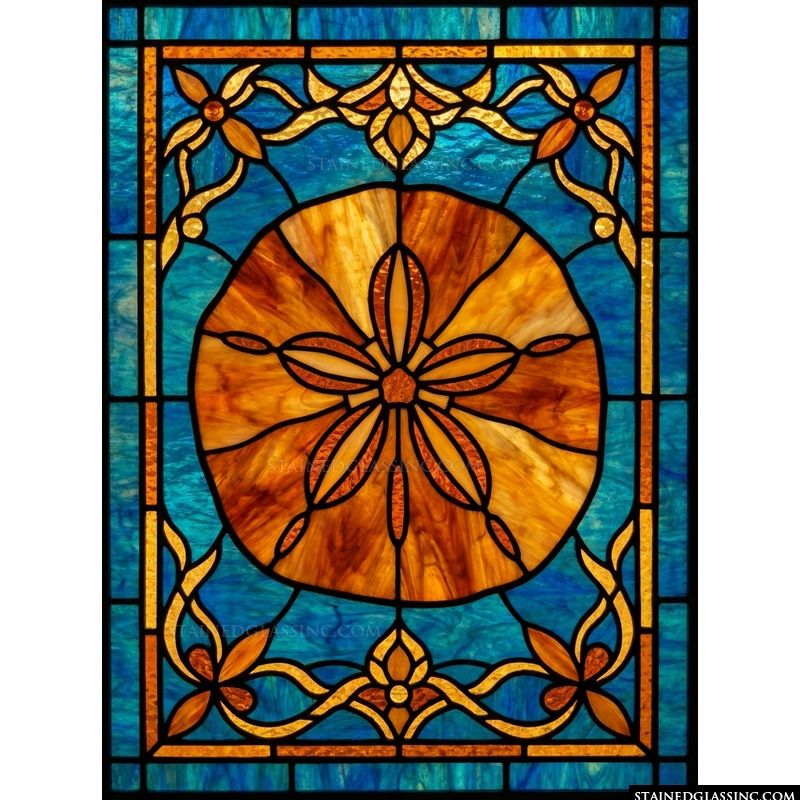 Sand Dollar in Radiant Amber and Cerulean