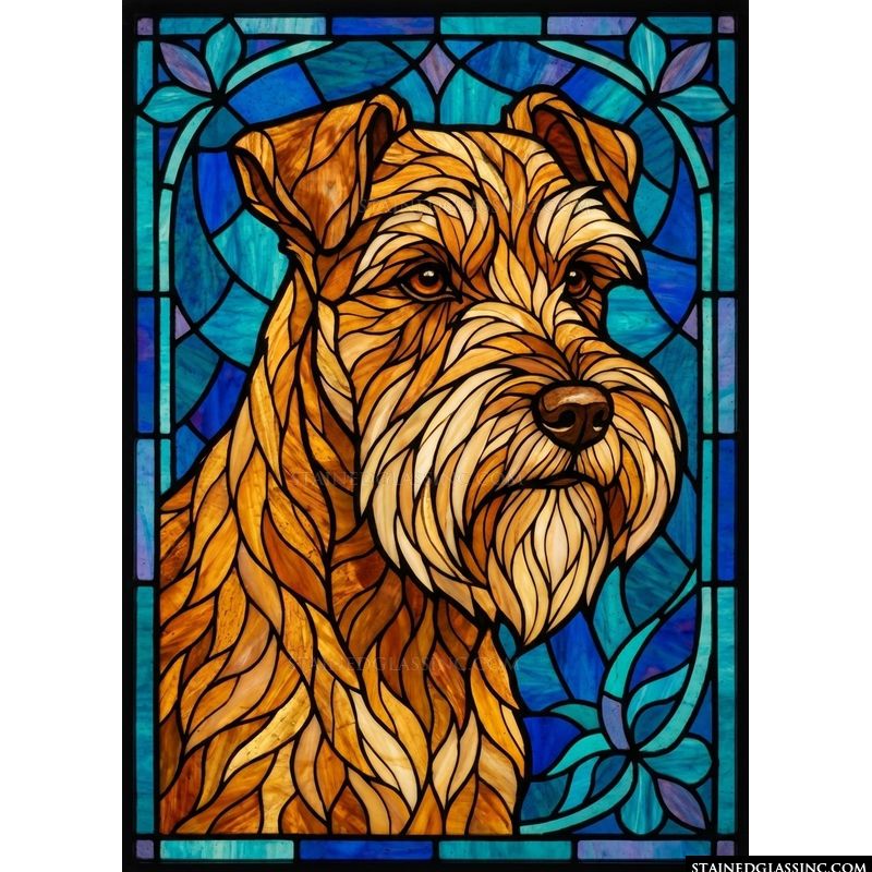 Terrier Portrait in Amber and Blue