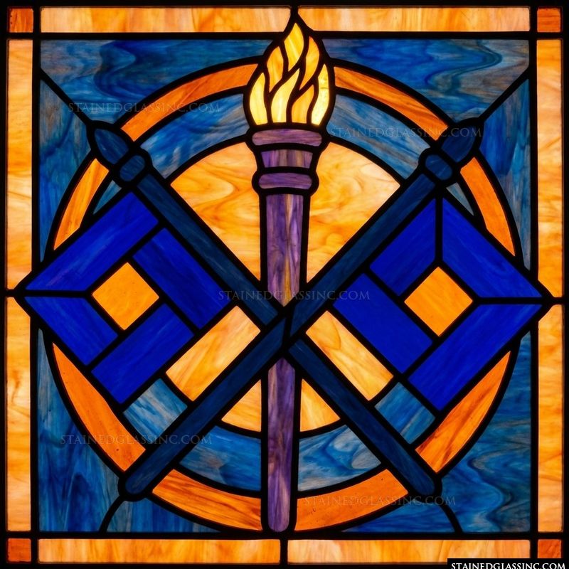 Torch and Crossed Flags Emblem