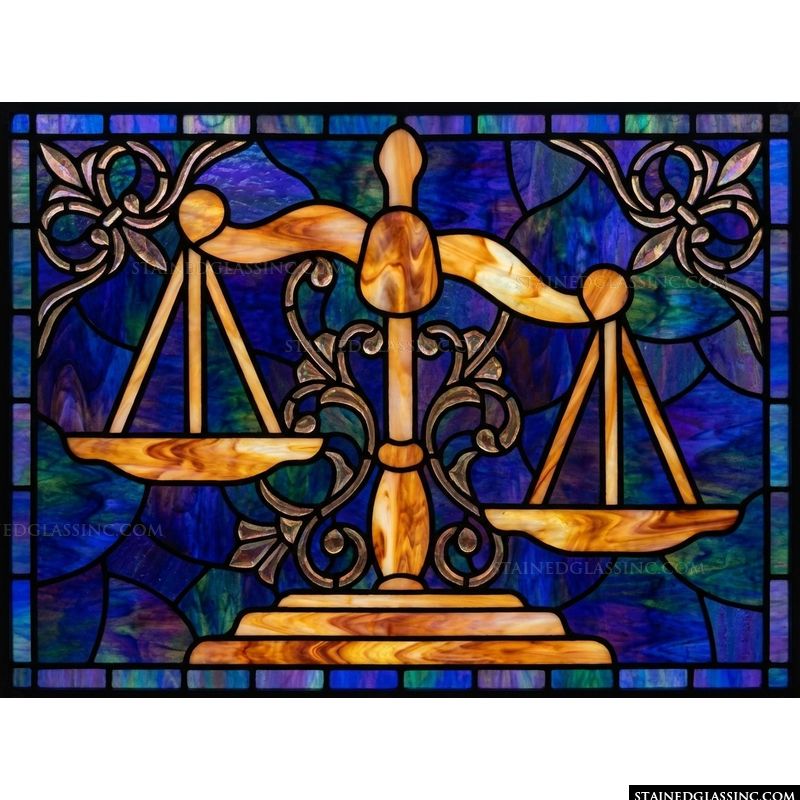 Scales of Justice in Amber and Cobalt
