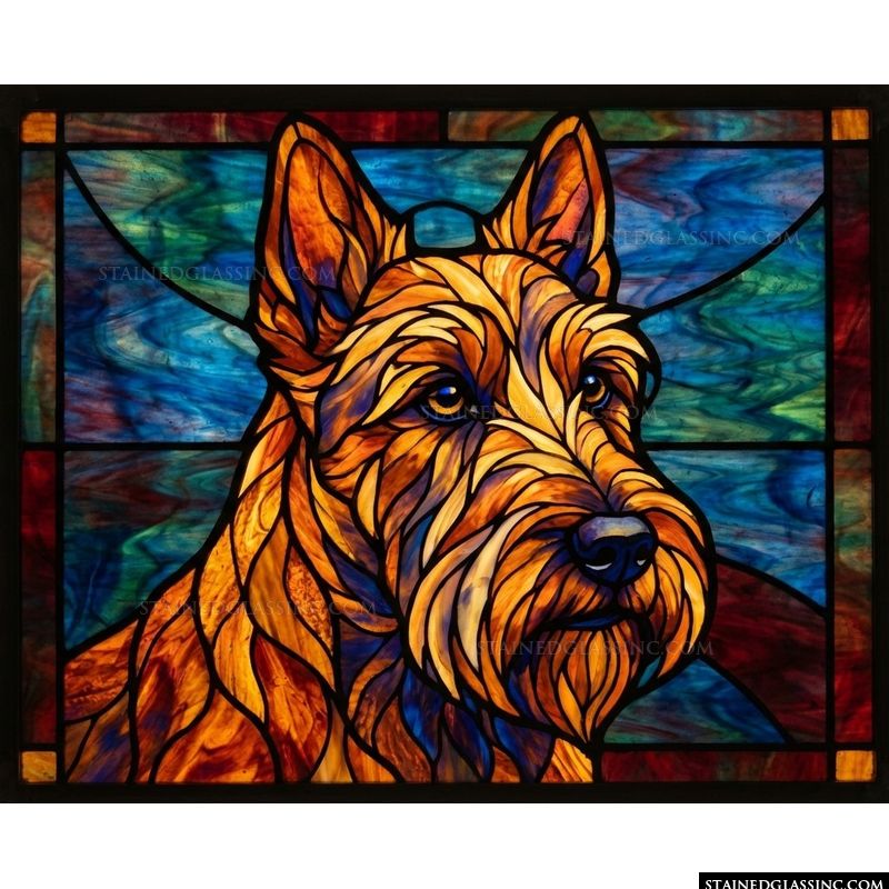 Terrier Portrait in Amber and Azure