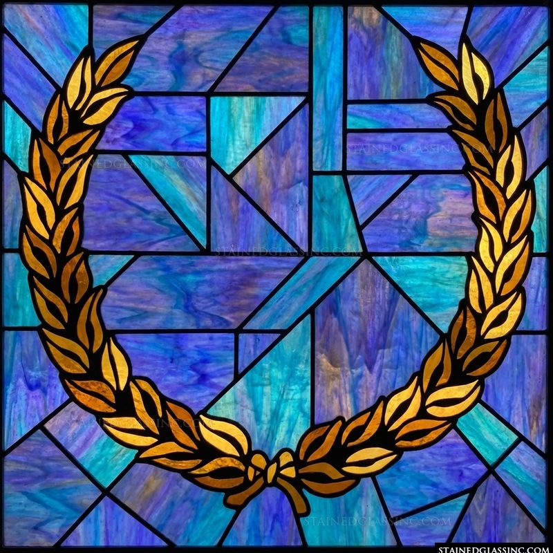 Golden Laurel Wreath in Cobalt and Azure