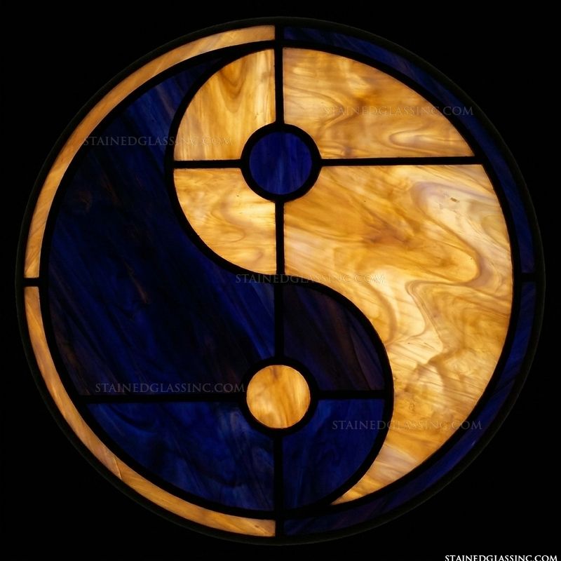 Yin and Yang Symbol in Cobalt and Amber