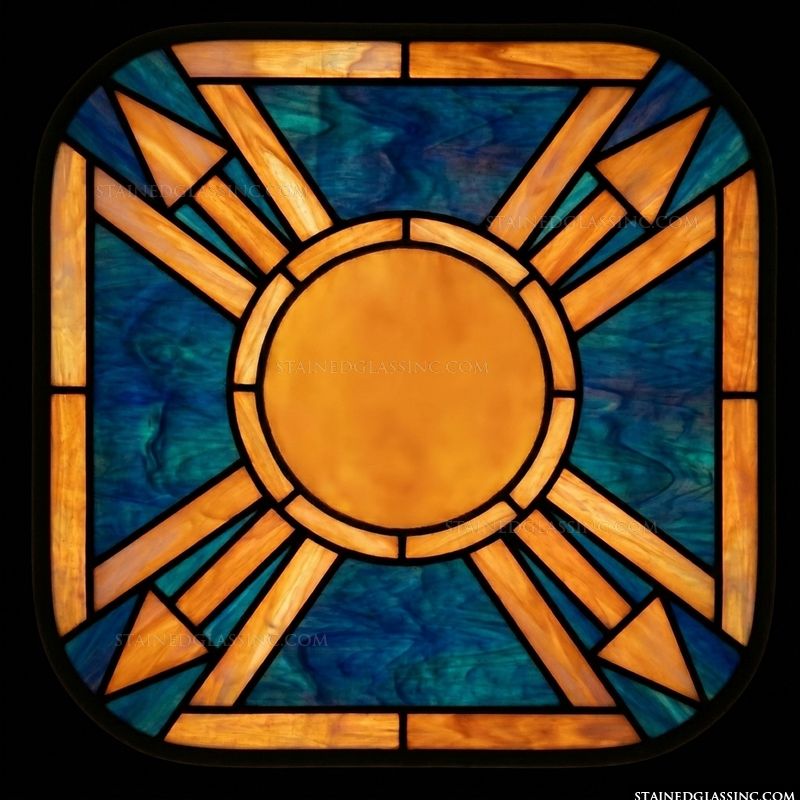 Sunburst Medallion in Amber and Cobalt