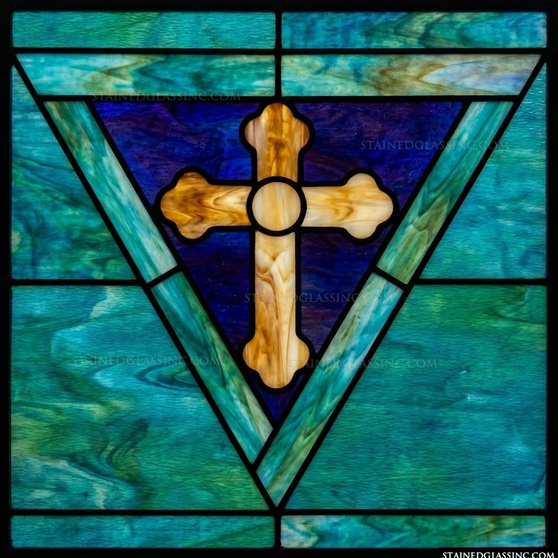 Golden Cross on Deep Blue and Teal