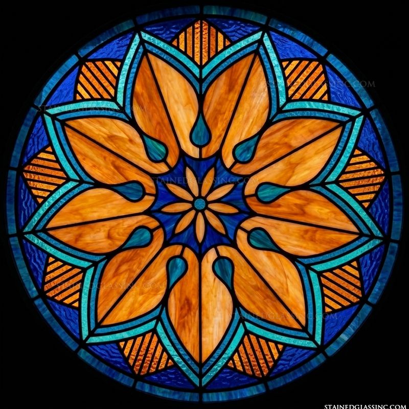 Amber and Cobalt Floral Mandala