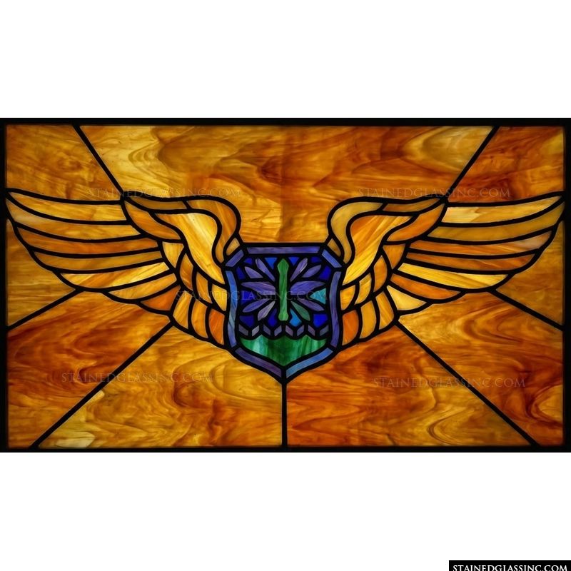 Winged Shield in Amber and Cobalt