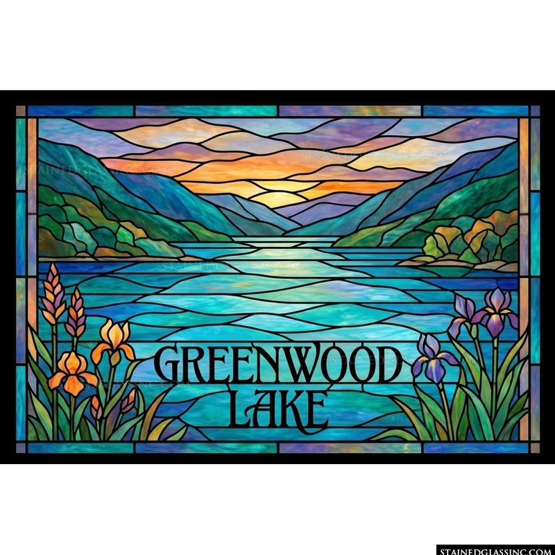 Greenwood Lake Sunset with Irises