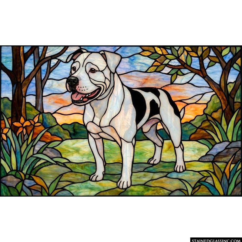 Happy American Staffordshire Terrier in a Sunlit Glade