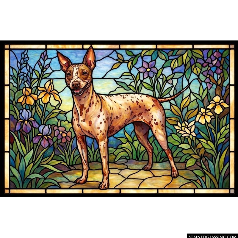 Spotted American Hairless Terrier in the Garden