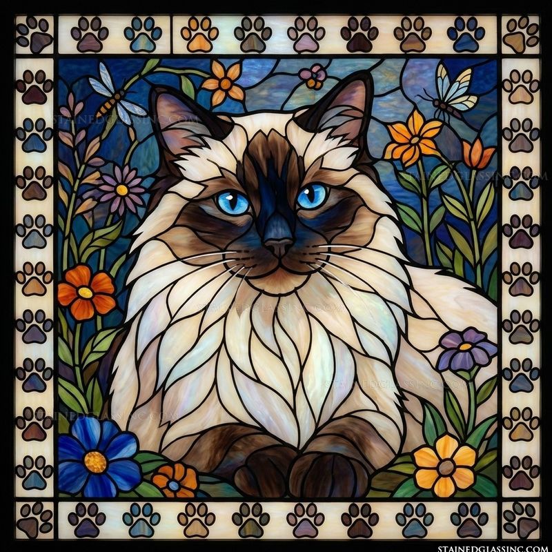 Ragdoll Cat in a Garden of Blooms