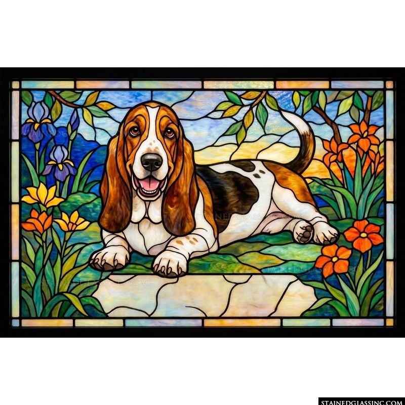 Basset Hound in a Garden