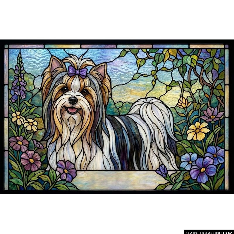 Yorkshire Terrier in a Flower Garden