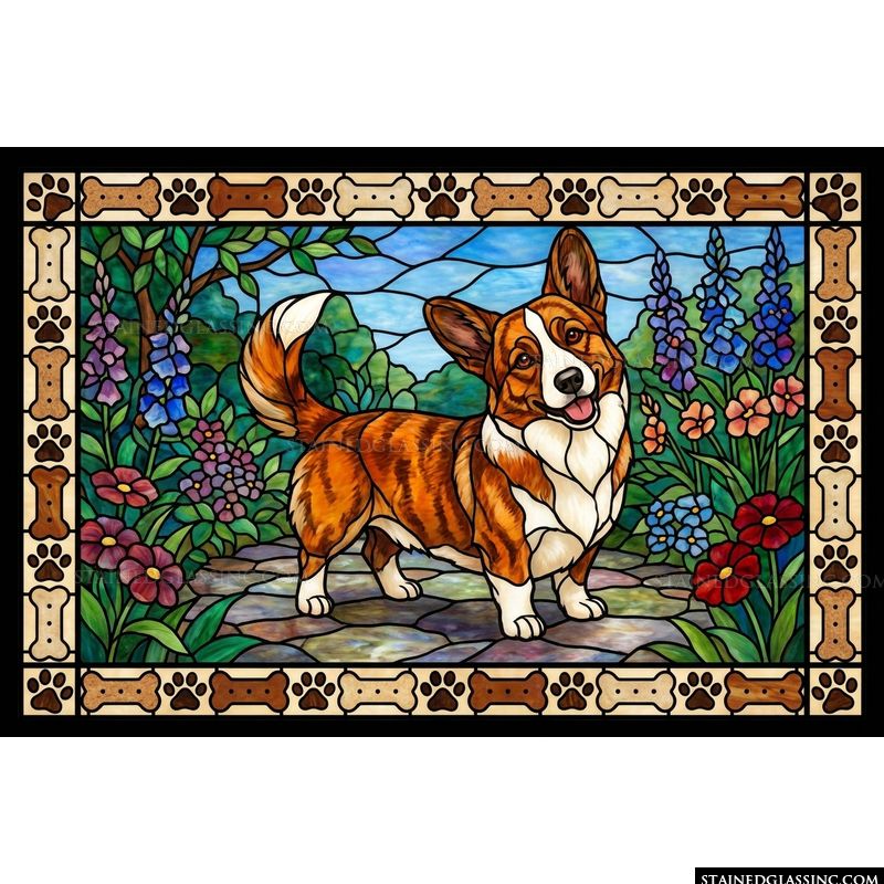 Corgi in a Blooming Garden