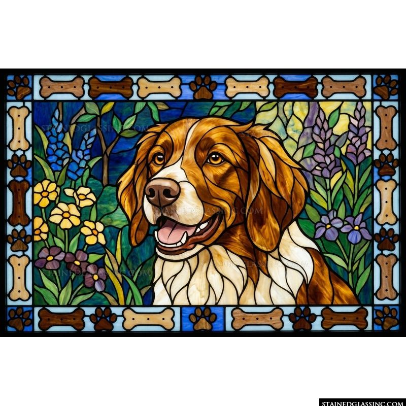 Happy Spaniel in a Garden